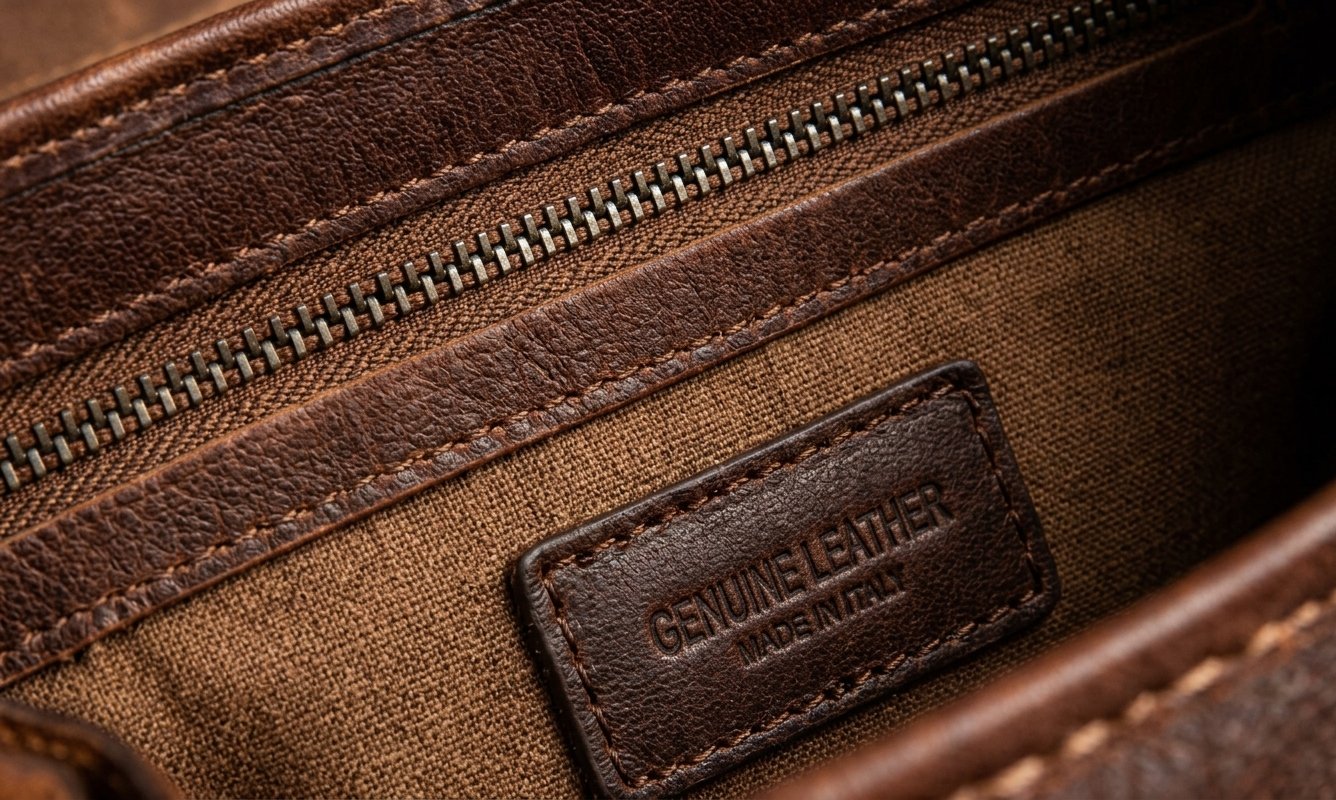 Close-up of bag lining